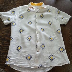 Umberto Carro Positano Made in Italy Men's White Embroidered Shirt - Size 17/43